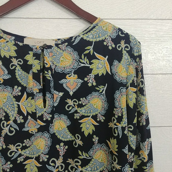 SALE❗Loft Floral Paisley Bell Cuff Blouse Large - Picture 4 of 5
